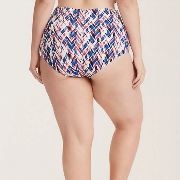 TORRID Swim Blue Pink Yellow Multi Abstract Geo Smooth Bikini Bottoms NEW NWT - Picture 2 of 9
